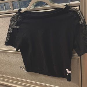 Lace sleeves tee crop